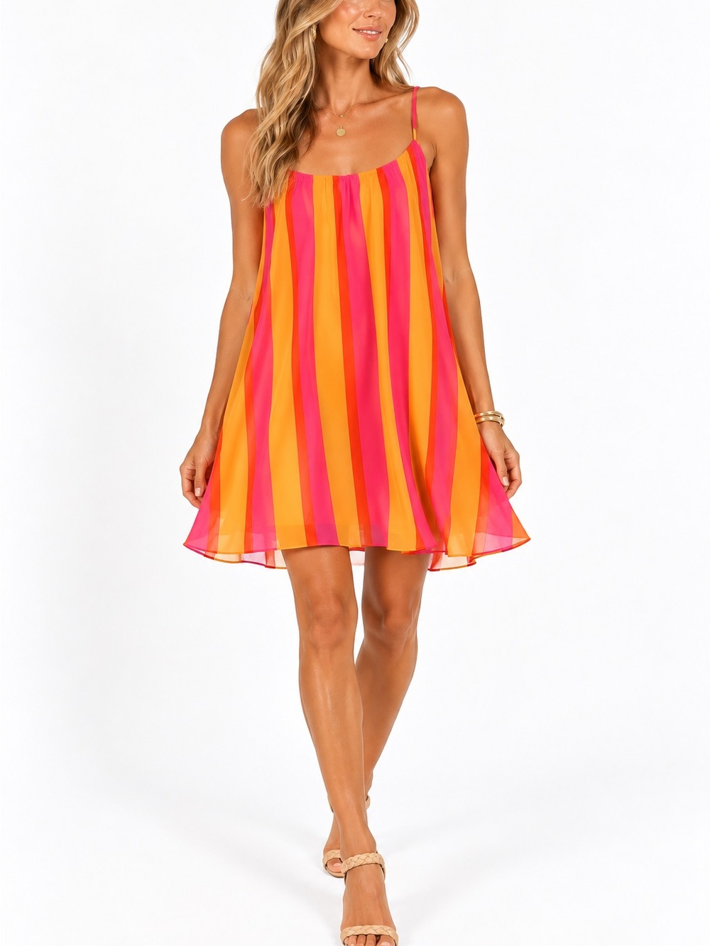 Buddy Love Girls' Pink and Yellow Striped Skirt